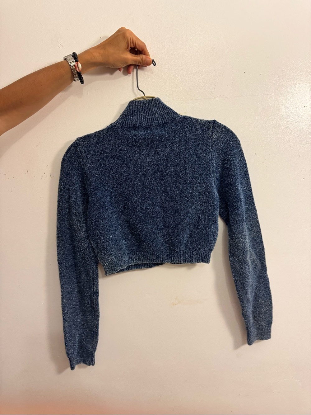 Zara Cropped Turtleneck Sweater - Blue